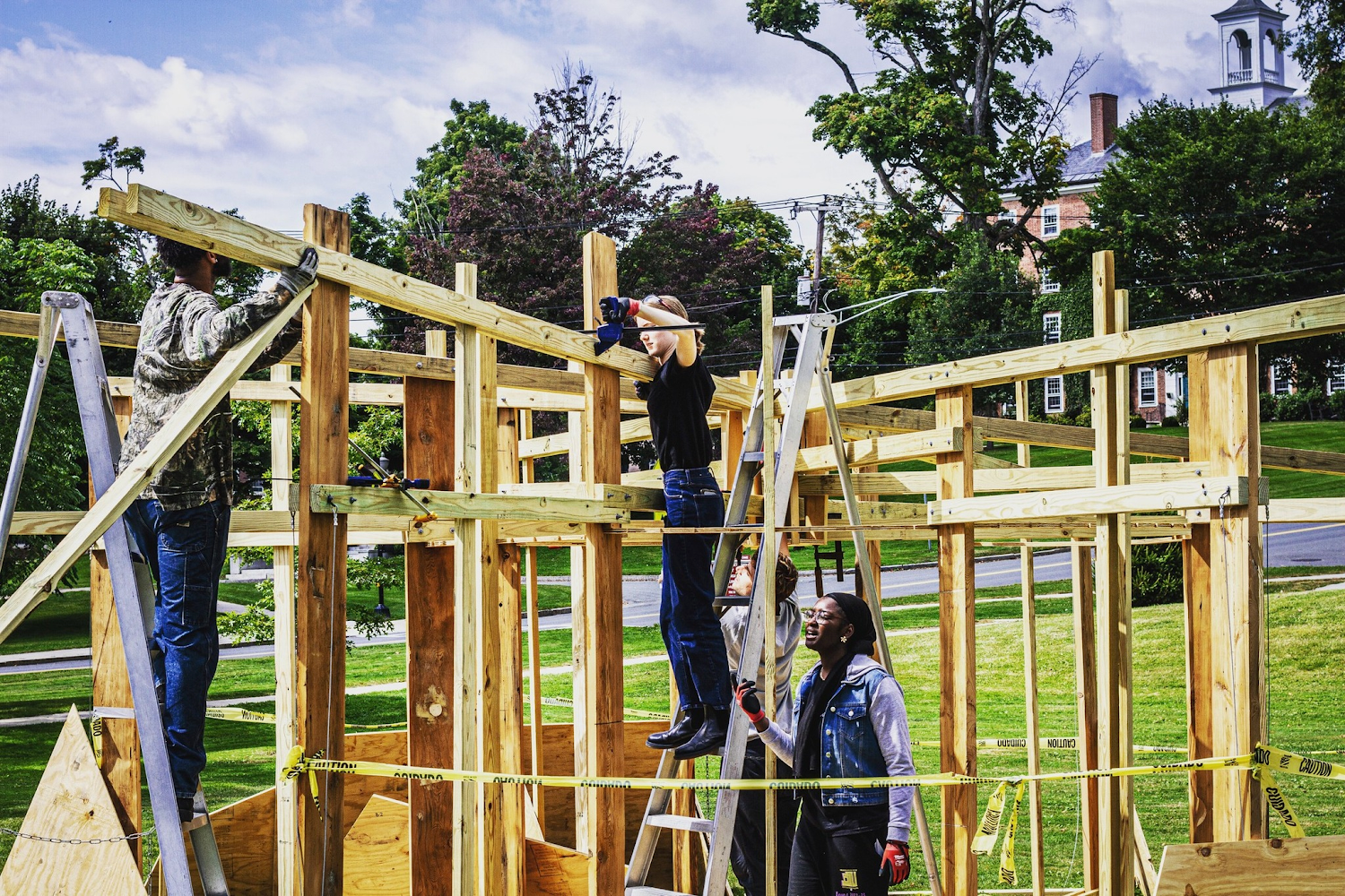 Working on the pavilion